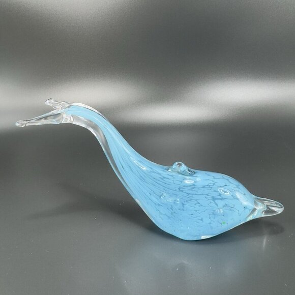 Venetian Art Glass Dolphin Fish Figurine Paperweight Blue Clear Edges Italian - Picture 11 of 12